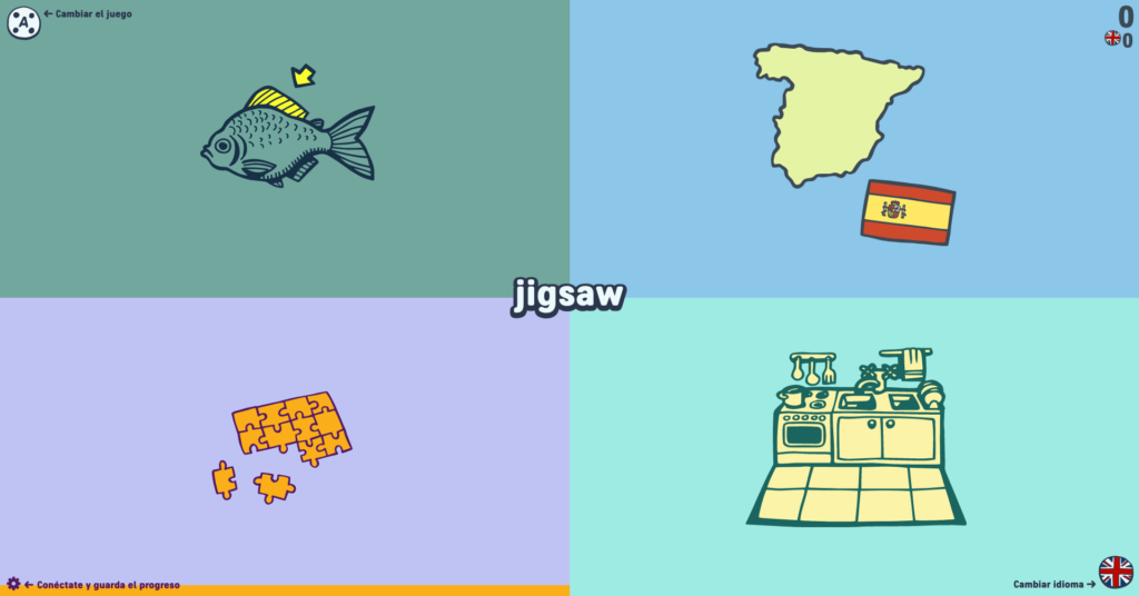 Juego en el que hay que elegir la imagen correcta para la palabra en inglés presentada.